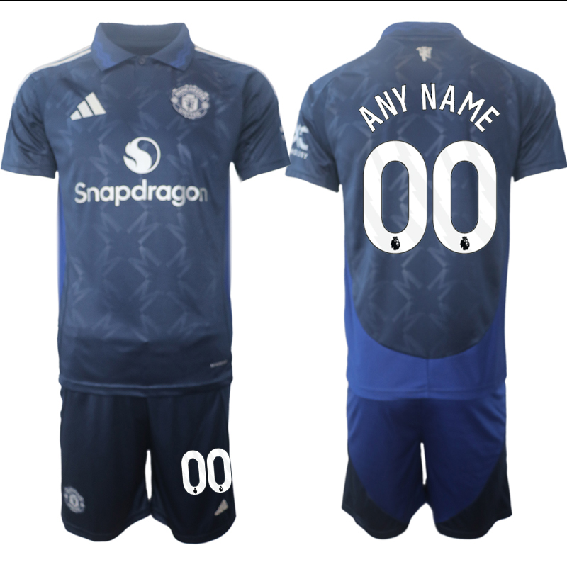 Men 2024-2025 Club Manchester United away blue customized Soccer Jersey